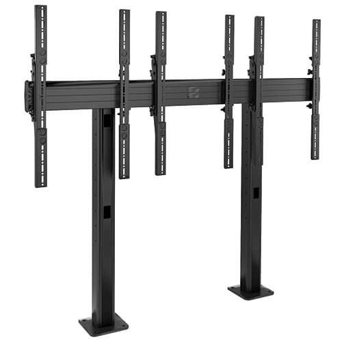 Chief LBM3X1UP Fusion bolt-down video wall stand in black, shown empty, with a single row of three tall portrait screen interfaces.