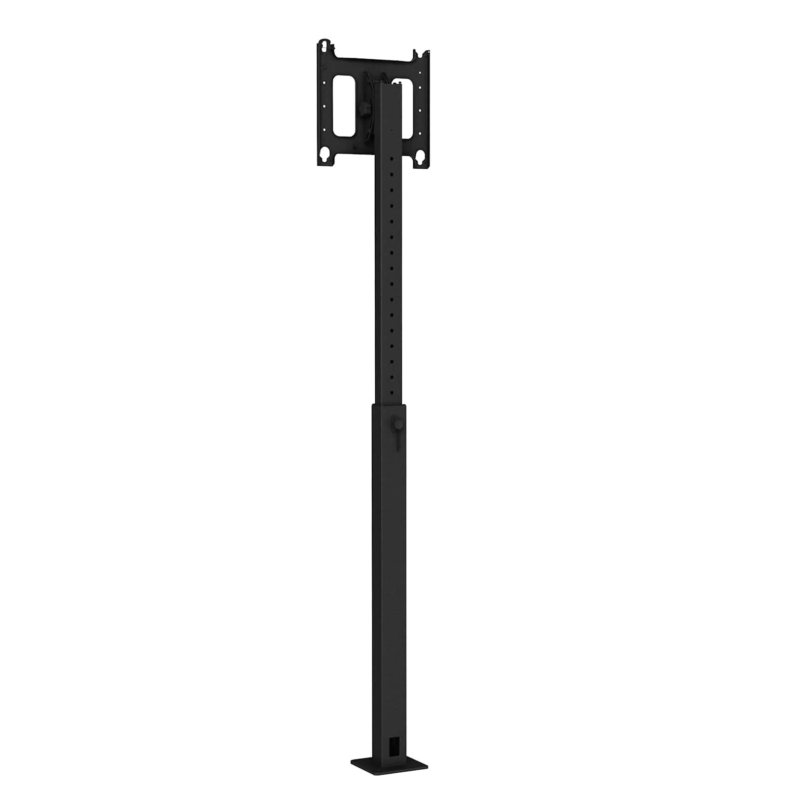 Chief PFB1UB bolt-down mount photographed without a display, showing the interface bracket, height-adjustable column and bolt-down floor plate.