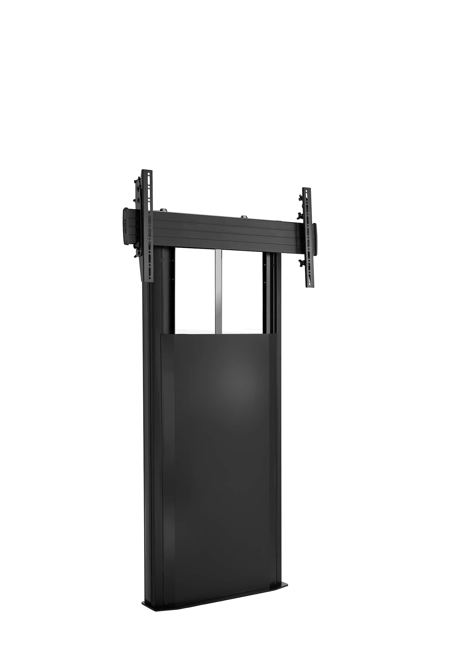 Chief XFA1U extra-large Fusion floor support mount in black, shown from the front on its base plate with an empty display interface. XFA1UB is the only SKU in the XFA1U family.
