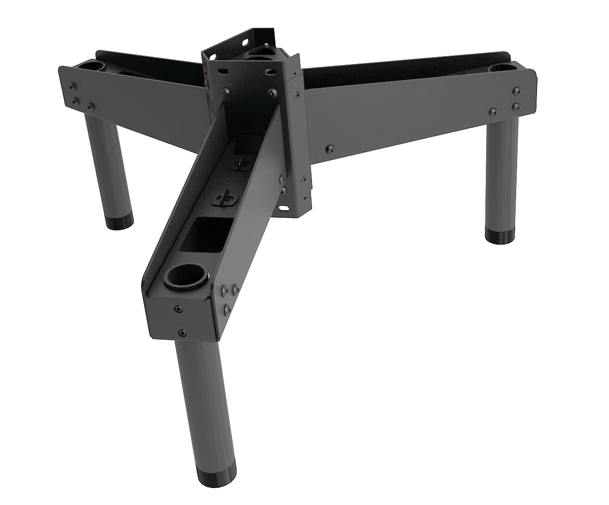 Chief FCA3U ceiling triple mount adaptor in black, shown as a three-arm radial frame with a downward-angled leg at the end of each arm.