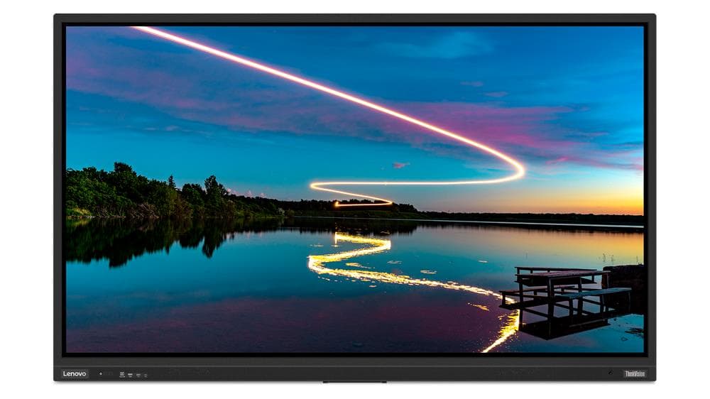 Lenovo ThinkVision T86 86-inch interactive display, official Lenovo series image of the T86 panel; the bundled ThinkPlus MD80 wireless projection dongle is not shown