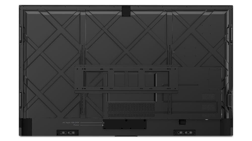 Lenovo ThinkVision T86 86-inch 4K Interactive Touch Display with ThinkPlus MD80 Wireless Dongle — rear of the display showing the VESA mounting pattern and rear housing. Official Lenovo product image.