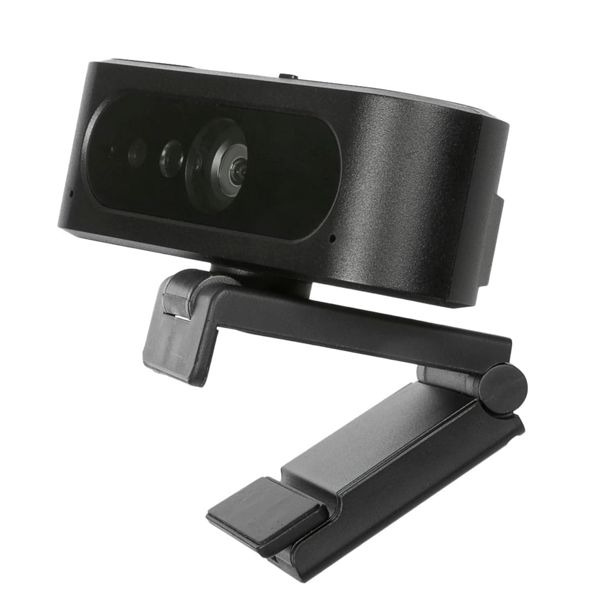 Targus AVC045GL Webcam with IR Facial Recognition - angled three-quarter view of the webcam on its monitor clip