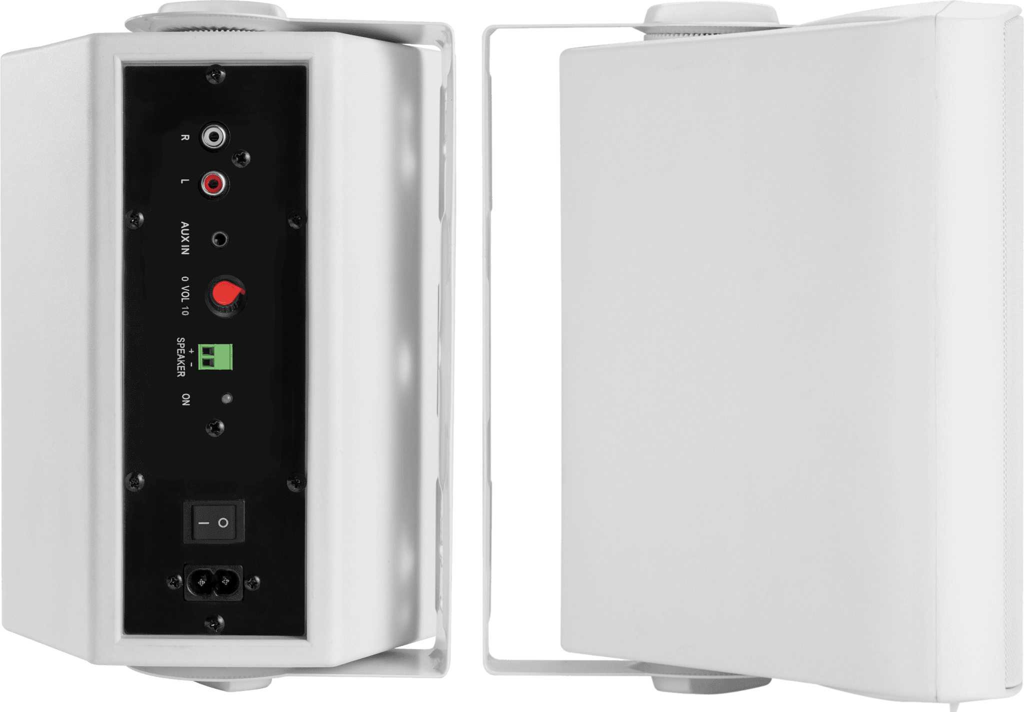 Vision SP-900P Pair of 54W Active Wall Speakers - rear panel with amplifier connections