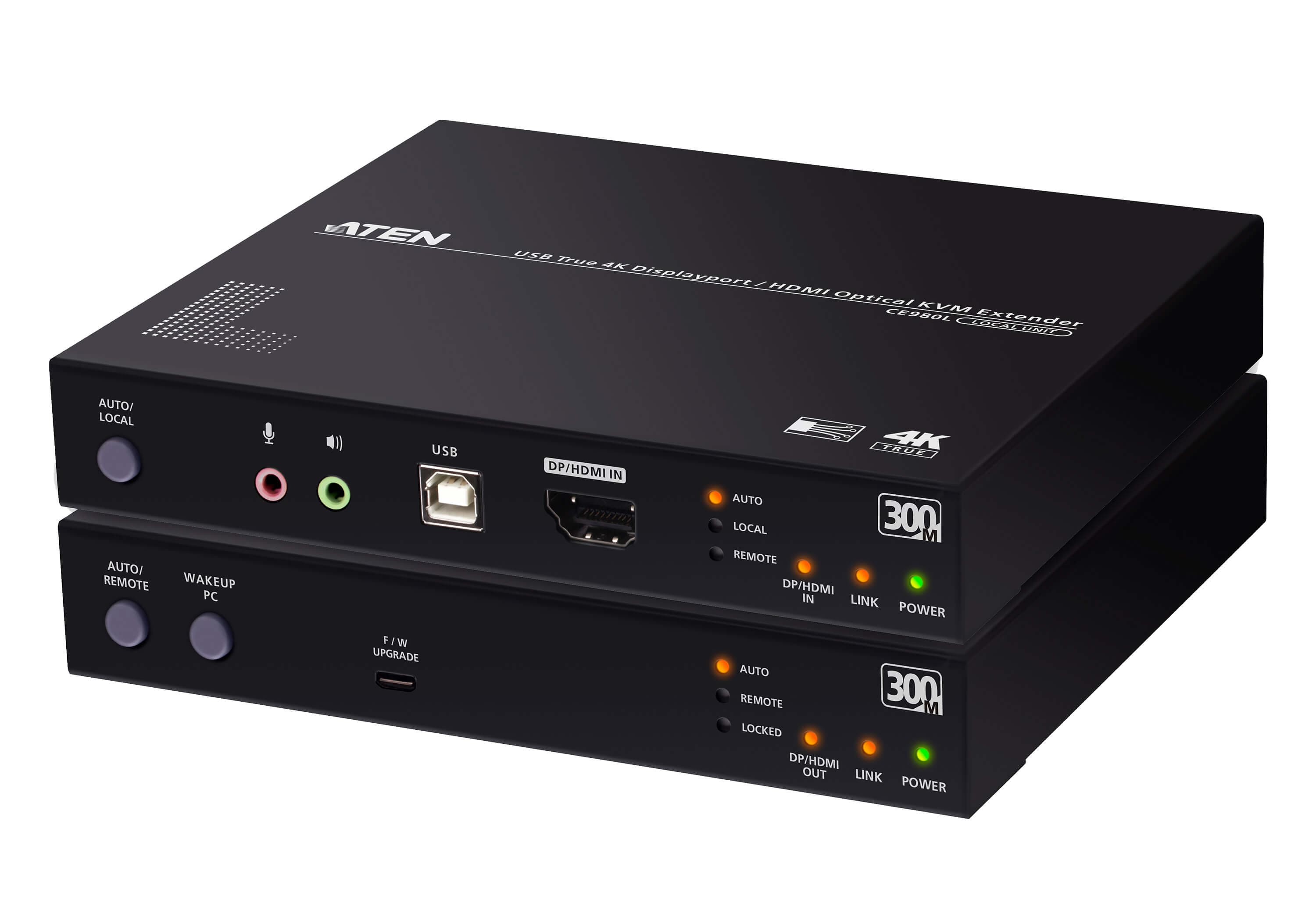 ATEN CE980 USB True 4K DisplayPort/HDMI Optical KVM Extender (True 4K @ 300 m) — product photo from ATEN