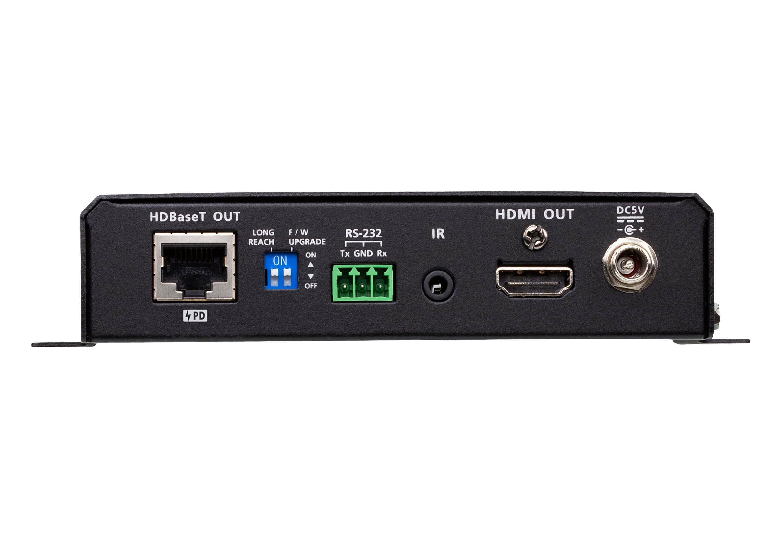 ATEN VE3912T DisplayPort / HDMI / VGA Switch with HDBaseT Transmitter (PoH PD) - connector panel view