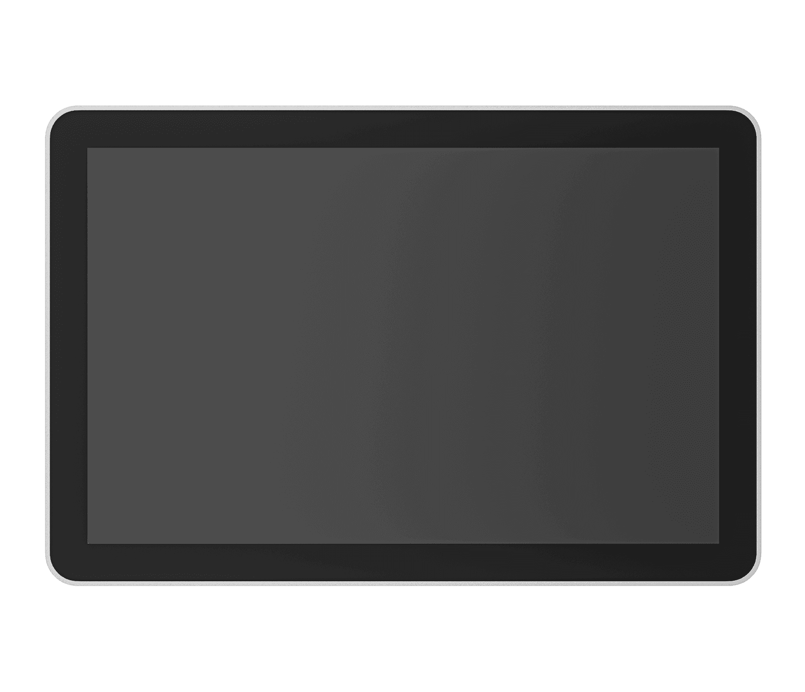 Logitech Tap Scheduler in white, front view showing the 10.1 inch screen in a white bezel