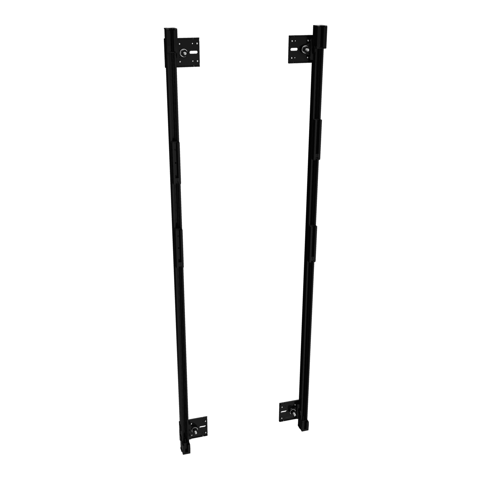 Chief DVM0500U3 TiLED starter mount: the left and right vertical black extrusions forming one three-panel-high column, each with wall plates at top and bottom.