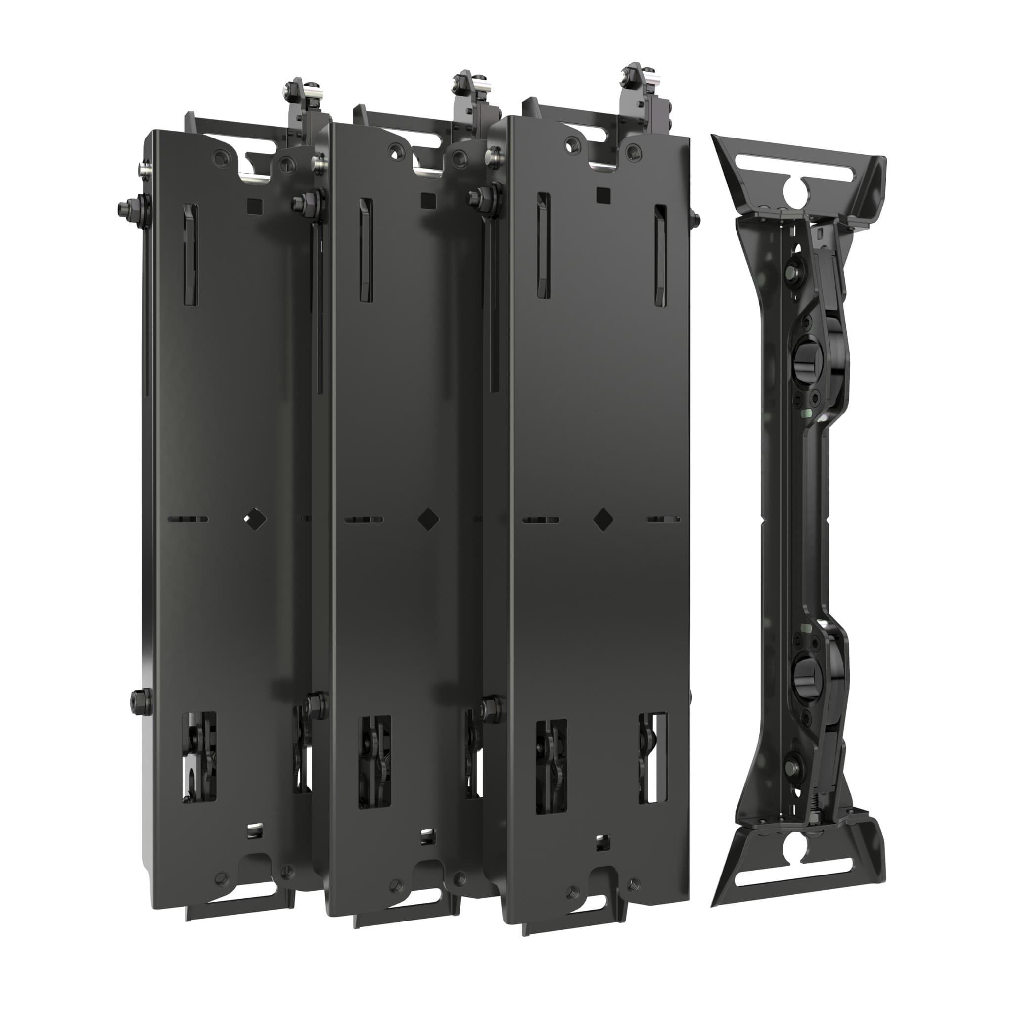 Chief FCAXV1U kit shown alone: three black steel interface plates alongside one folded scissor-arm assembly.