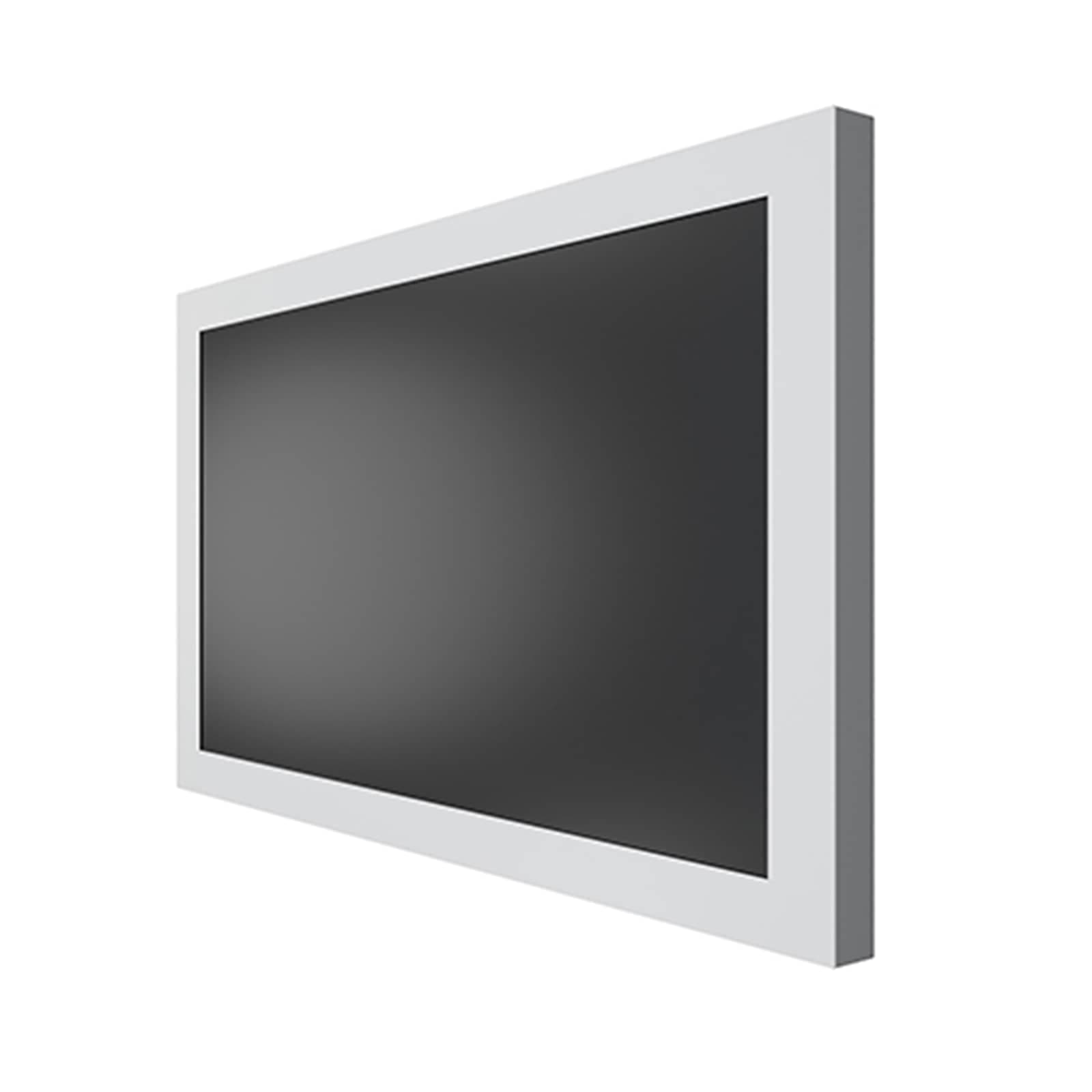 Chief LW55UW Impact on-wall kiosk enclosure in white, closed, landscape 55 inch, front three-quarter view