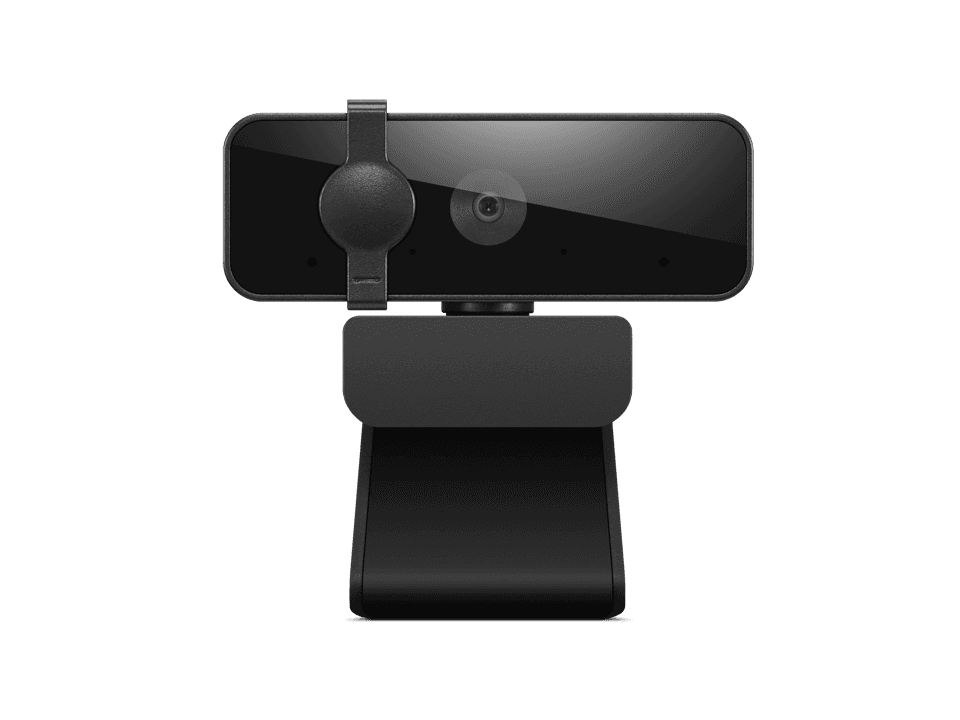 Lenovo Essential FHD Webcam Gen2, official Lenovo product image of the black clip-on webcam