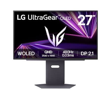 LG UltraGear 27GX790A-B 27-inch OLED gaming monitor on its stand, front view
