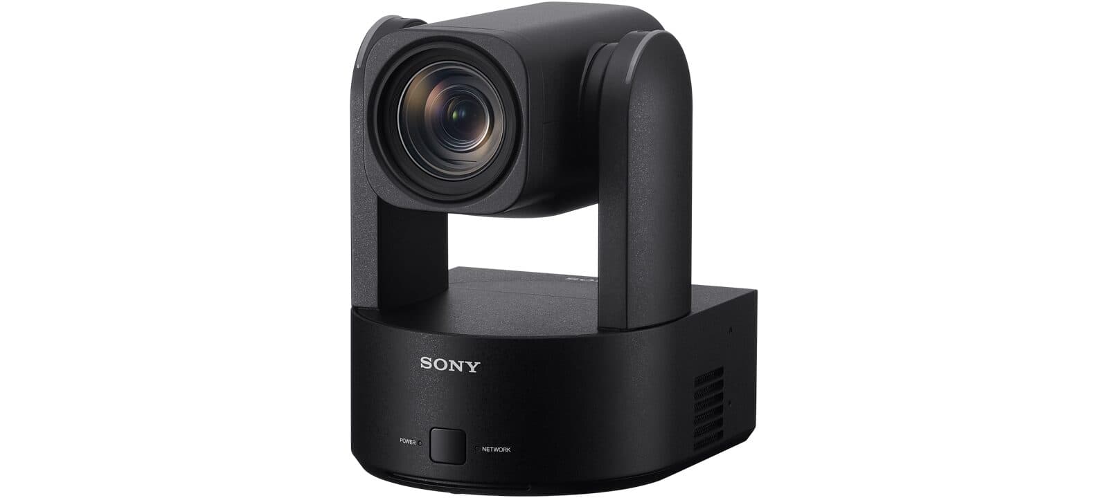 Sony BRC-AM7 4K PTZ auto framing camera (black) — front three-quarter.