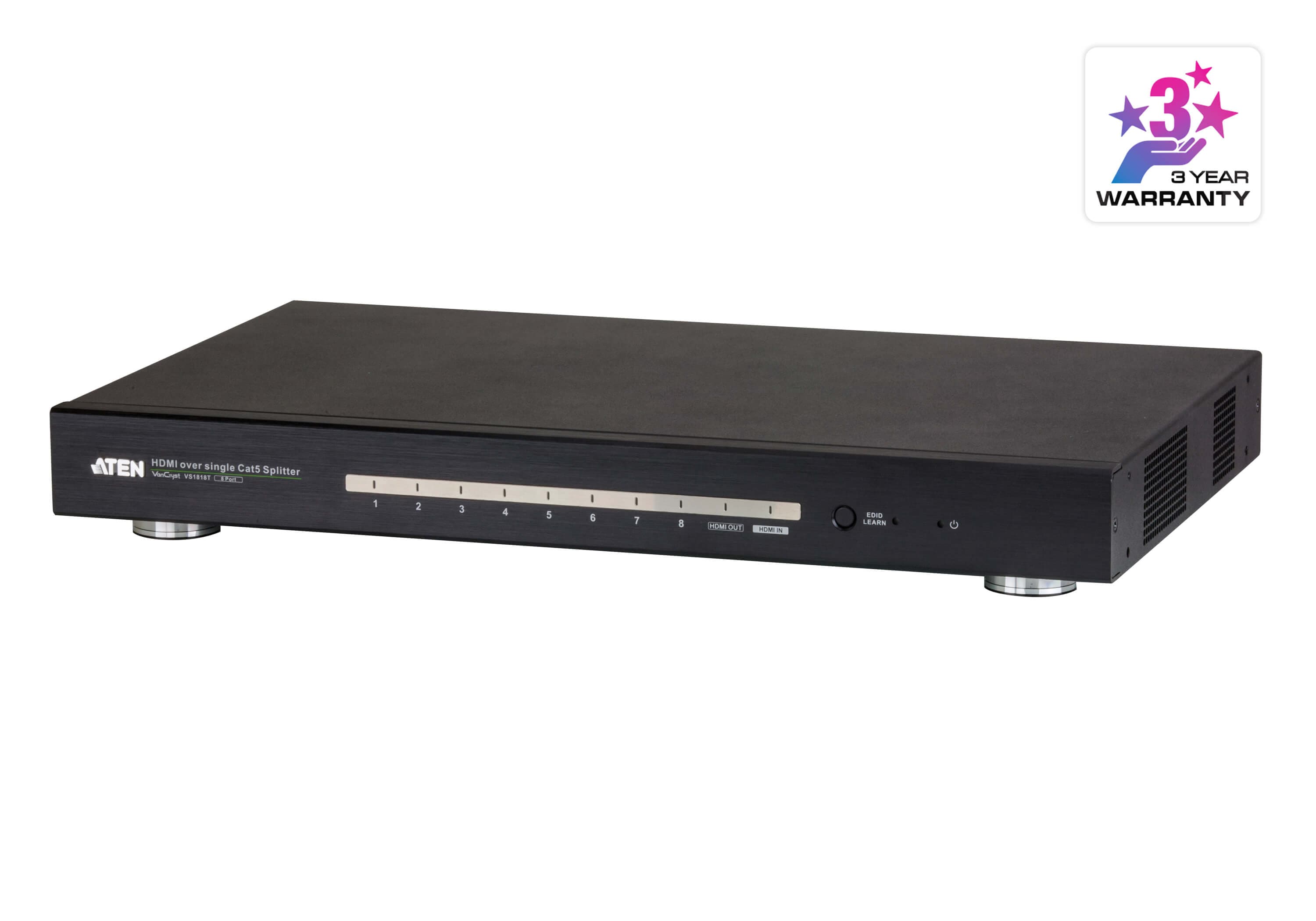 ATEN VS1818T 8-Port HDMI HDBaseT Splitter - angled product view