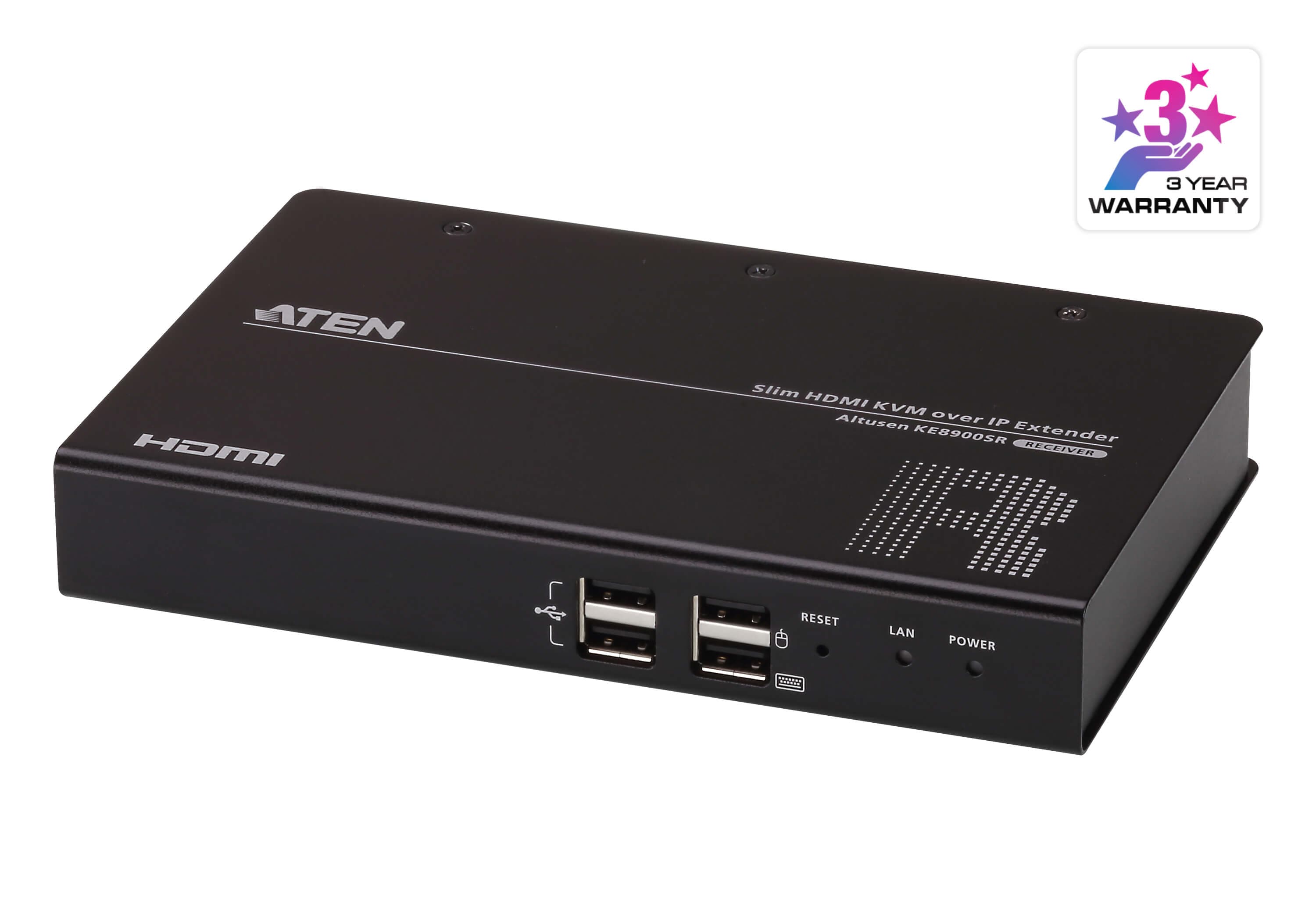 ATEN KE8900SR KVM over IP receiver — three-quarter product view.