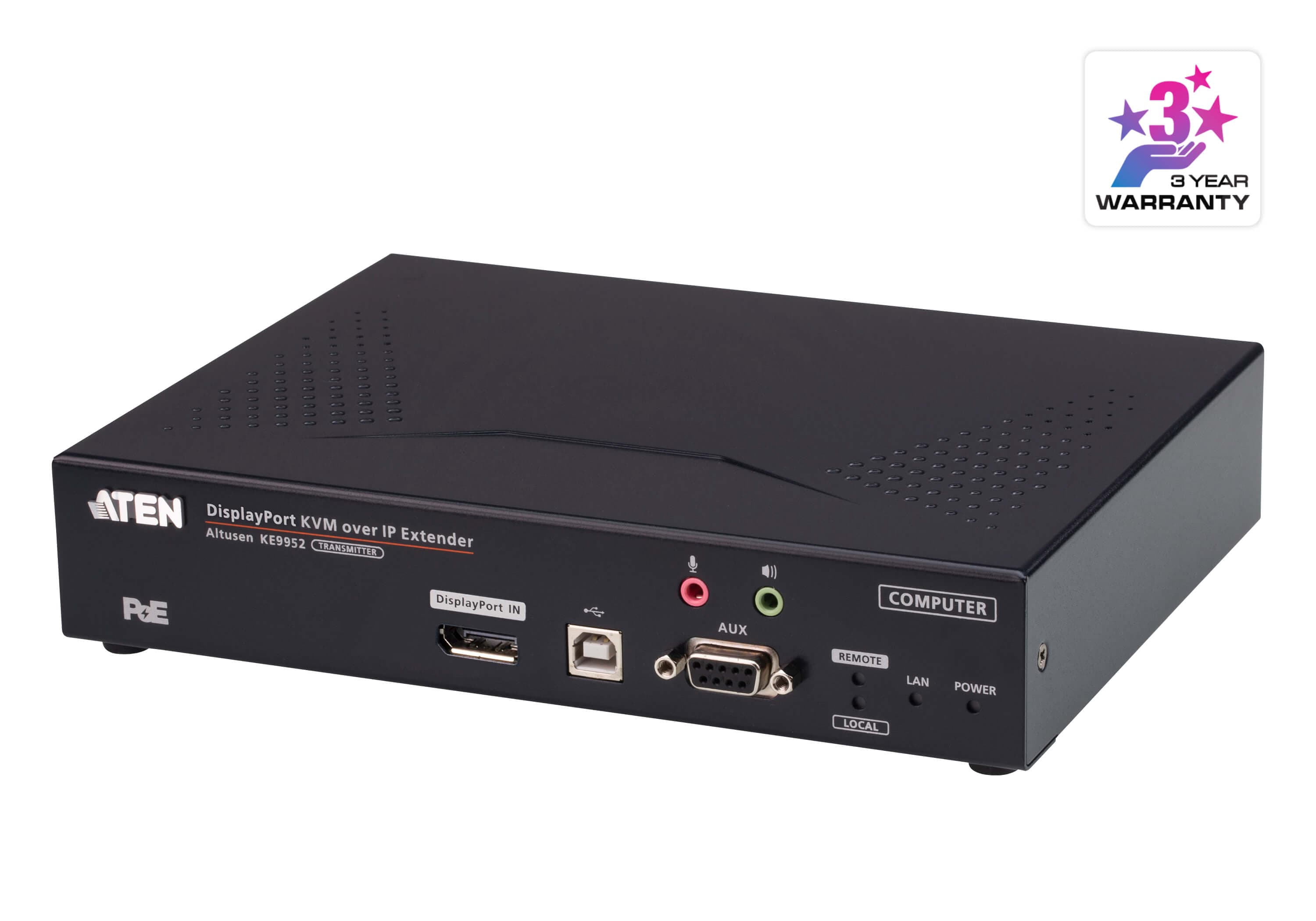 ATEN KE9952T KVM over IP transmitter — three-quarter product view.