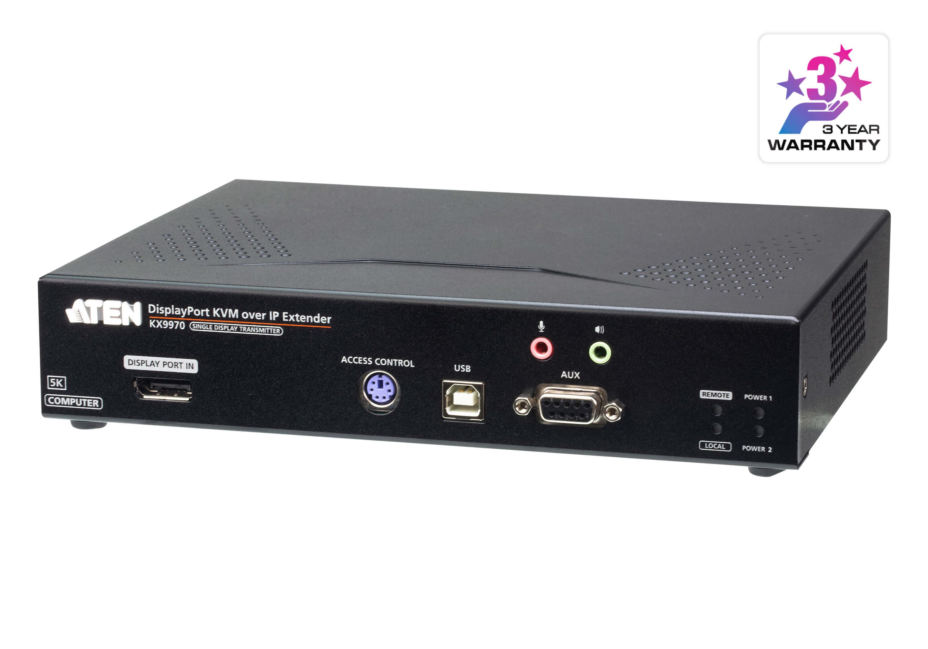 ATEN KX9970T KVM over IP transmitter — three-quarter product view.