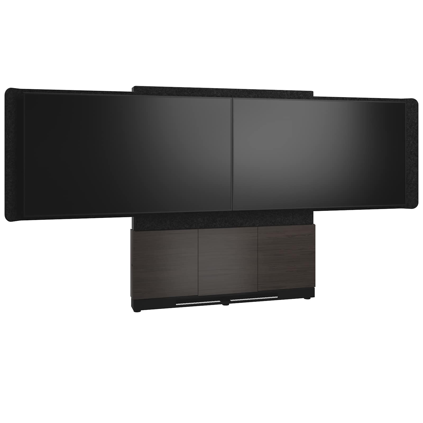 Middle Atlantic Forum™ Floor-to-Wall Mounted 66" (3 Bay) Display Stand for (2) 56" to 65" Displays, Dark Colorway