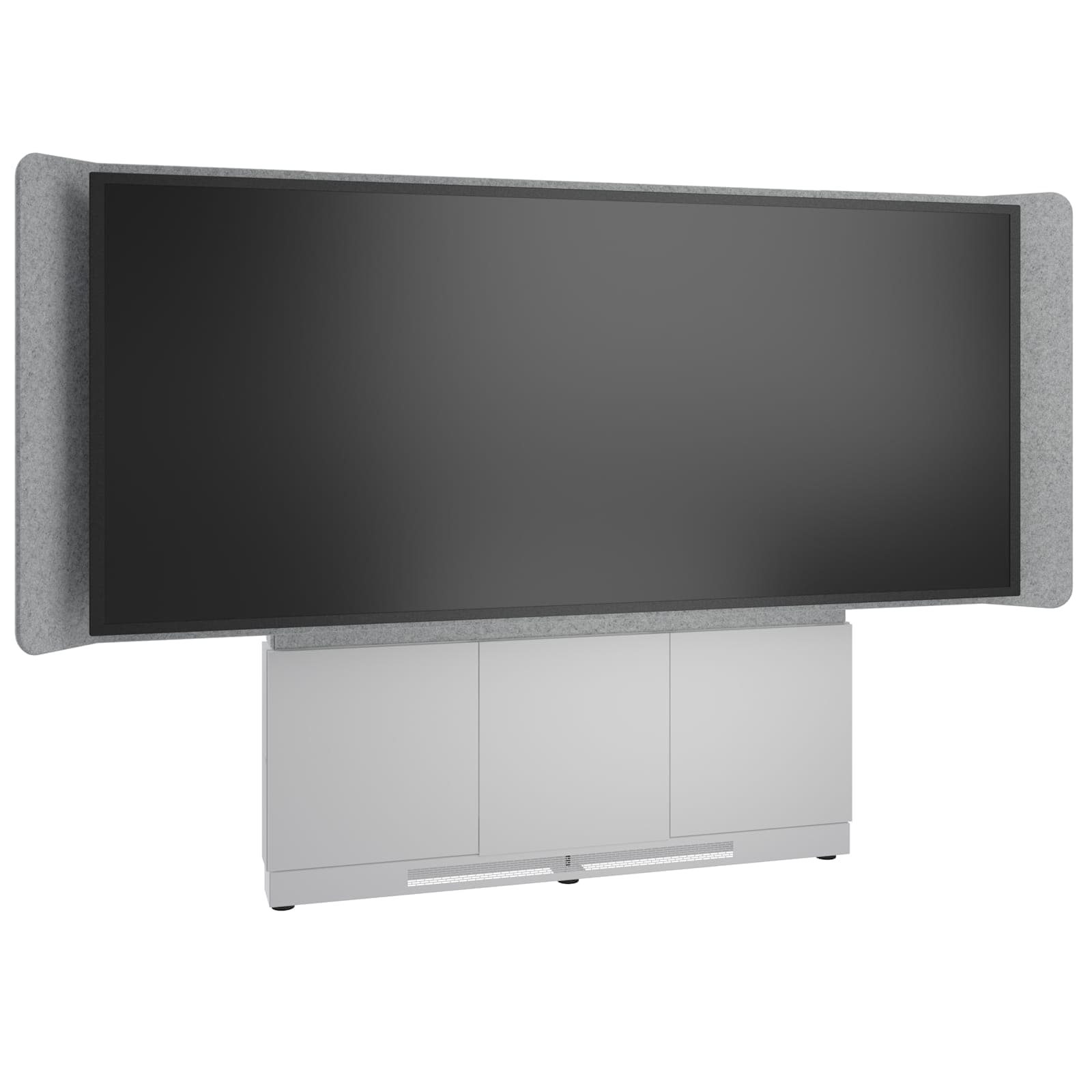 Middle Atlantic Forum™ Floor-to-Wall Mounted 66" (3 Bay) Display Stand for (1) 105" 21:9 Ultra-Wide Display, Light Colorway