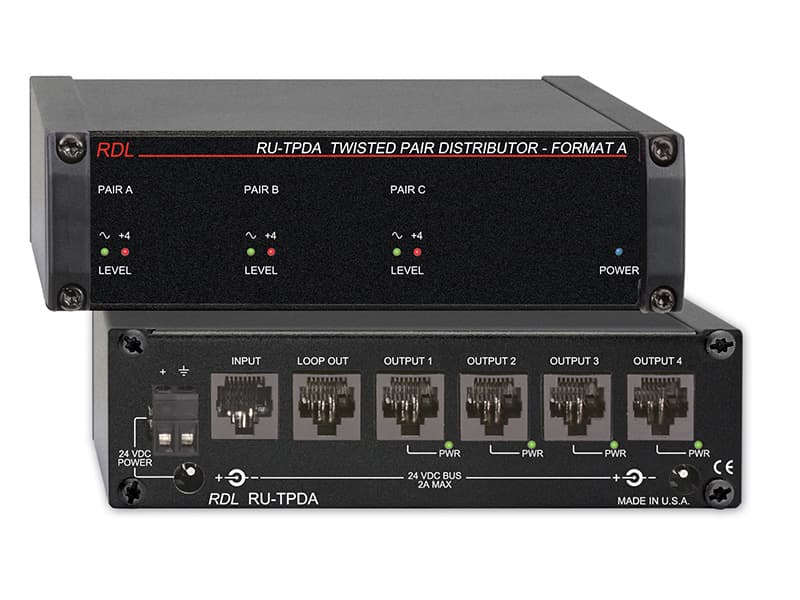 Radio Design Labs RU-TPDA Active Distributor - Twisted Pair Format-A - RDL Format-A input to Four outputs
