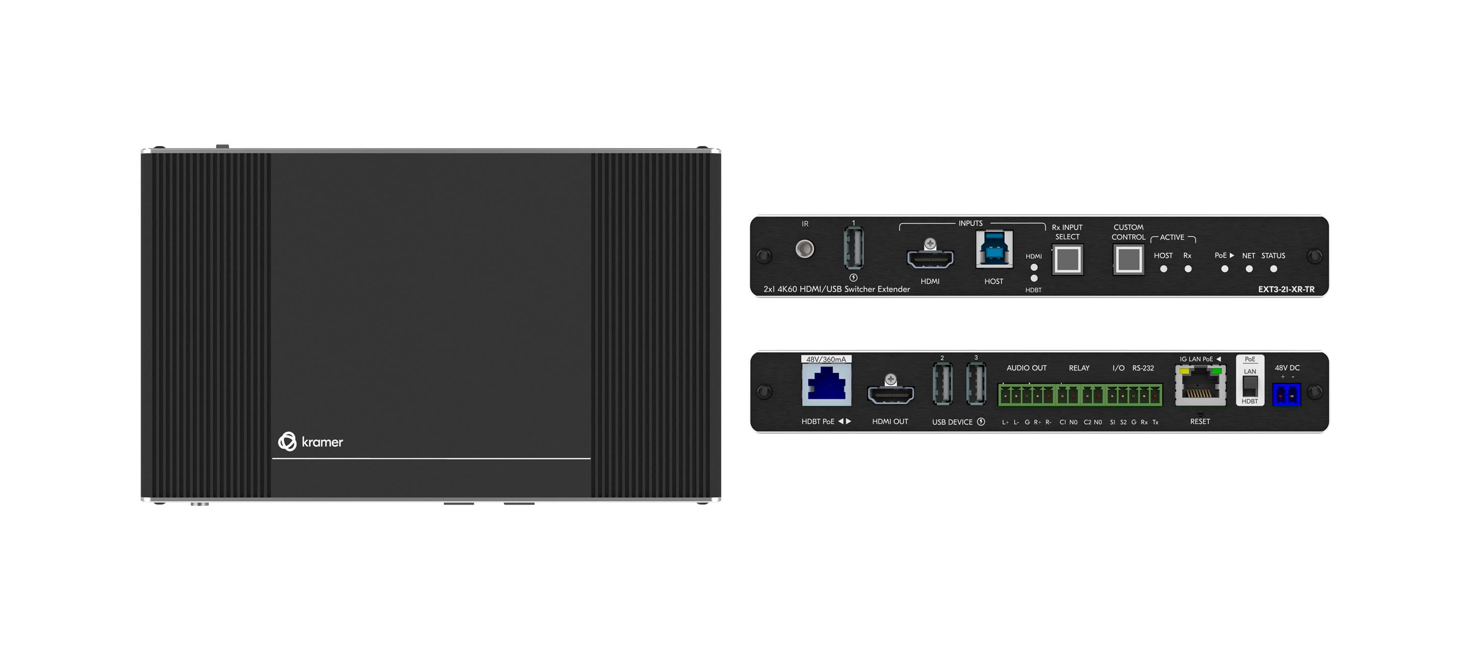 Kramer EXT3-21-XR-TR 2x1 4K60 HDMI/USB Switcher Extender over 100m HDBaseT 3.0