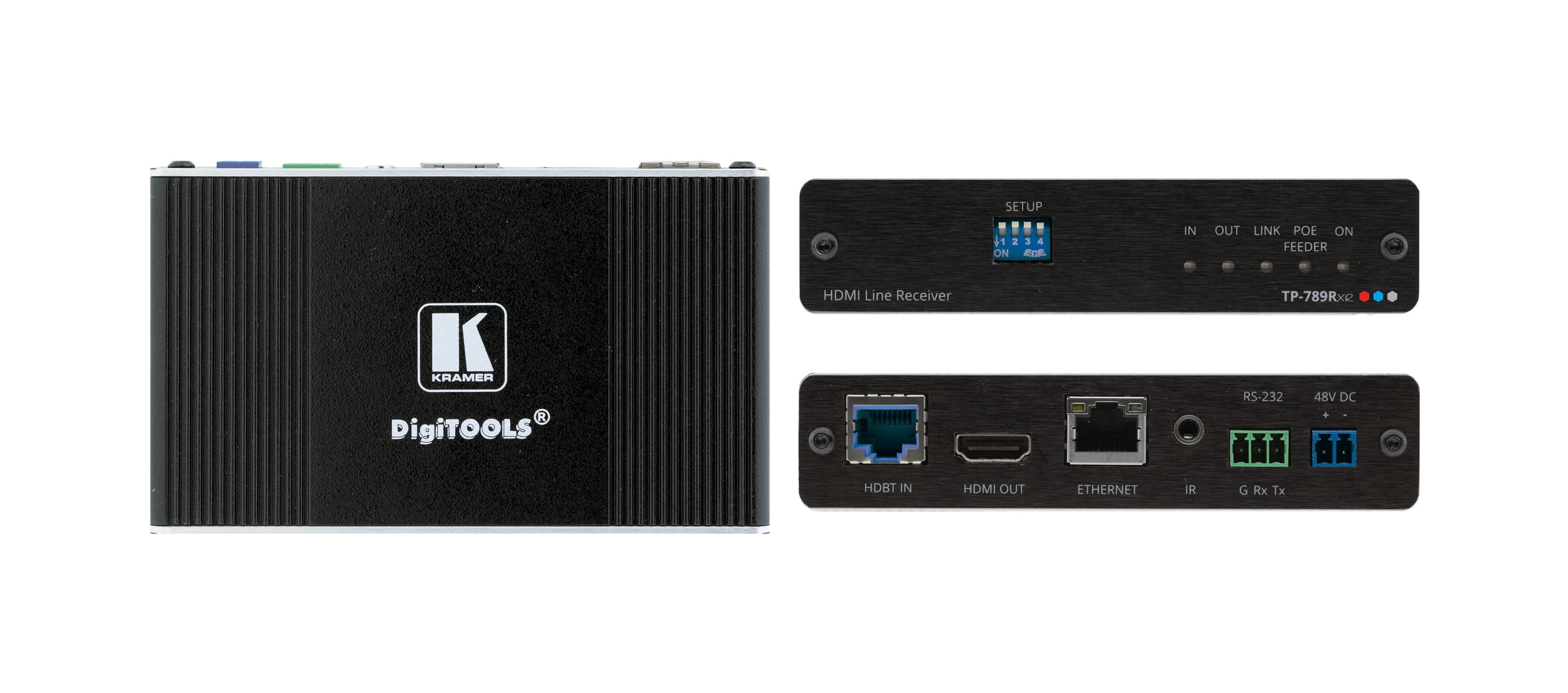 Kramer TP-789Rxr 4K60 4:2:0 HDMI Bidirectional PoE Receiver with Ethernet, RS-232 & IR over Extended-Reach HDBaseT