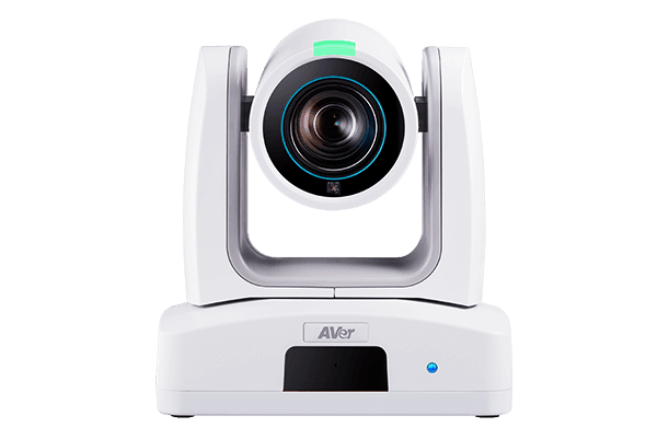 AVer MD120UI medical grade PTZ camera in white, front view with a green indicator above the lens