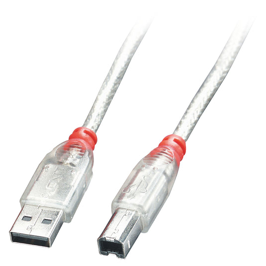 Lindy 2m USB 2.0 Cable - Type A To B, Transparent - TopAV