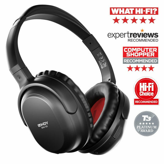 Lindy BNX-60 Wireless Active Noise Cancelling Headphones with aptX, Matt Black - TopAV