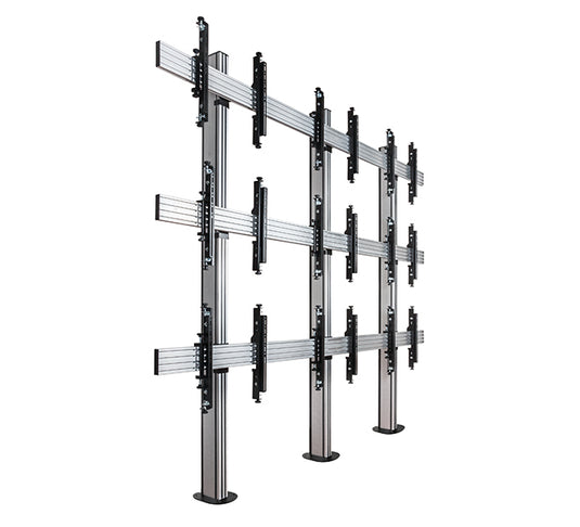 B-Tech SYSTEM X - 3 x 3 Universal Bolt-Down Videowall Mounting System with Micro-Adjustment for 46-55" screens - TopAV