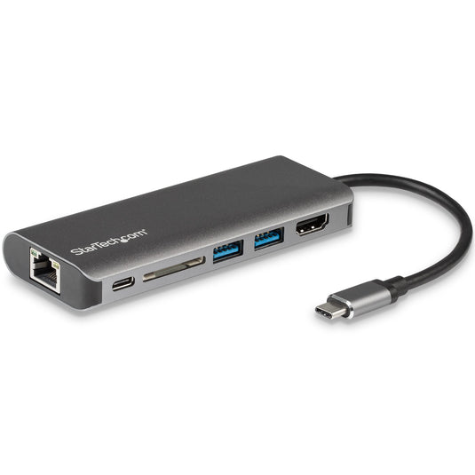 StarTech.com USB C Multiport Adapter, Portable USB-C Dock to 4K HDMI, 2-pt USB 3.0 Hub, SD/SDHC, GbE, 60W PD Pass-Through - USB Type-C/Thunderbolt 3 - REPLACED BY DKT30CHSDPD1 - TopAV