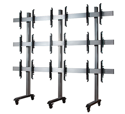 B-Tech SYSTEM X - 3 x 3 Universal Mobile Videowall Mounting System with Micro-Adjustment for 46-55" screens - TopAV