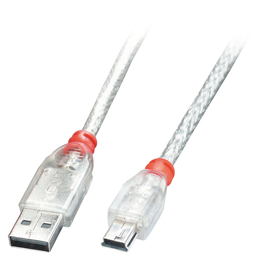 Lindy 3m USB 2.0 Cable - Type A to Mini-B, Transparent - TopAV