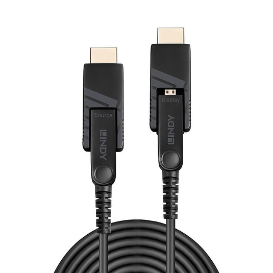 Lindy 40m Fibre Optic Hybrid Micro-HDMI 18G Cable with Detachable HDMI and DVI Connectors - TopAV