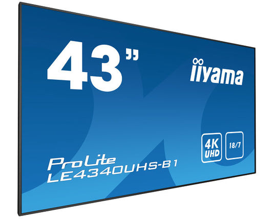 iiyama LE4340UHS-B1 Digital signage display 108 cm (42.5') LED 350 cd/m¬? 4K Ultra HD Black Android 18/7 - TopAV