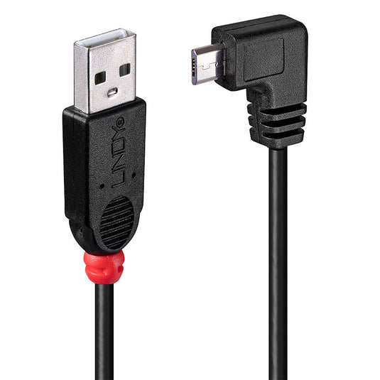 Lindy 1m USB 2.0 Cable - Type A to Micro-B Cable, 90 Degree Right Angle - TopAV