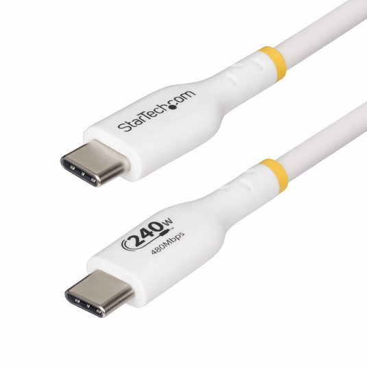 StarTech.com 3m White USB-C Charging Cable, USB-IF Certified USB C Cable, 240W PD EPR, USB 2.0 Type-C Laptop Charger Cord, USB-C Data Transfer Cable, TPE Jacket - TopAV