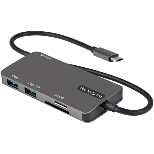 StarTech.com USB C Multiport Adapter - USB-C to 4K HDMI, 100W Power Delivery Pass-through, SD/MicroSD Slot, 3-Port USB 3.0 Hub - USB Type-C Mini Dock - 12" (30cm) Long Attached Cable - TopAV