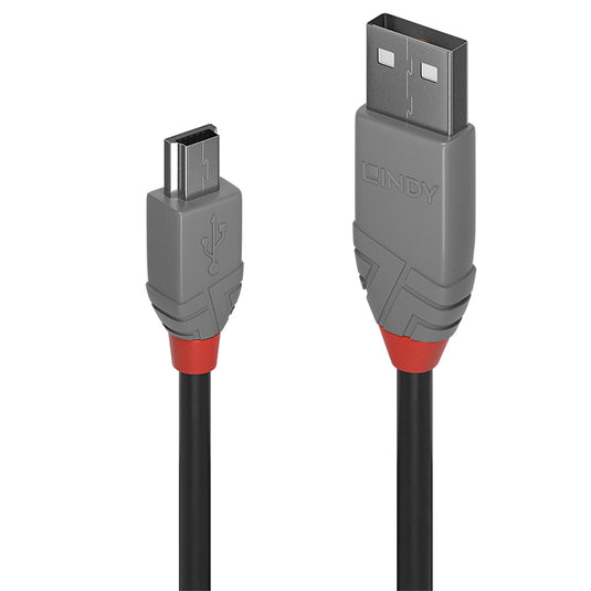 Lindy 3m USB 2.0 Type A to Mini-B Cable, Anthra Line - TopAV