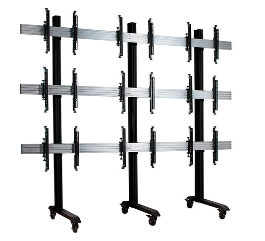 B-Tech SYSTEM X - 3 x 3 Universal Mobile Videowall Mounting System with Micro-Adjustment for 46-55" screens - TopAV