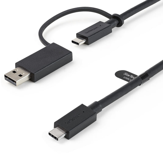 StarTech.com 3ft (1m) USB-C Cable with USB-A Adapter Dongle - Hybrid 2-in-1 USB C Cable w/ USB-A - USB-C to USB-C (10Gbps/100W PD), USB-A to USB-C (5Gbps) - Ideal for Hybrid Docking Station - TopAV