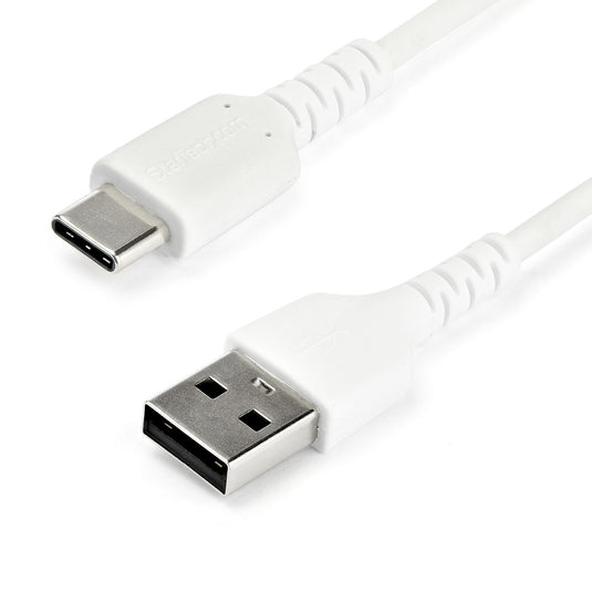 StarTech.com 1m USB A to USB C Charging Cable - Durable Fast Charge & Sync USB 2.0 to USB Type C Data Cord - Rugged TPE Jacket Aramid Fiber M/M 3A White - Samsung S10, iPad Pro, Pixel - TopAV