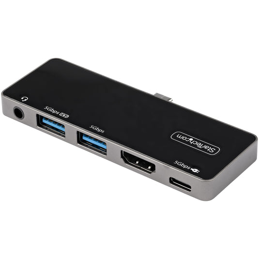 StarTech.com USB C Multiport Adapter - USB-C to 4K 60Hz HDMI 2.0, 100W Power Delivery Pass-Through Charging, 3-Port USB 3.0 Hub, Audio - USB-C Mini Dock - Portable USB Type-C Travel Dock - TopAV