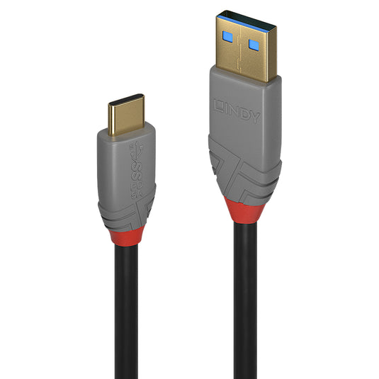 Lindy 0.5m USB 3.2 Type A to C Cable, 10Gbps, 5A, PD, Anthra Line - TopAV