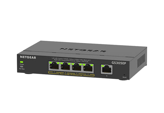 NETGEAR GS305EP Managed L3 Gigabit Ethernet (10/100/1000) Power over Ethernet (PoE) Black - TopAV