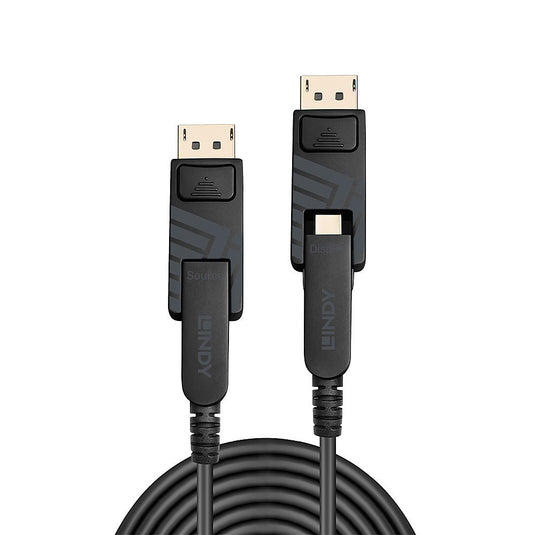 Lindy 30m Fibre Optic Hybrid Mini DisplayPort 1.4 Cable with Detachable DP Connectors - TopAV