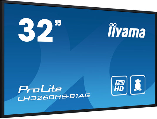 iiyama LH3260HS-B1AG Signage Display Digital A-board 80 cm (31.5") LED Wi-Fi 500 cd/m² Full HD Black Built-in processor Android 11 24/7 - TopAV