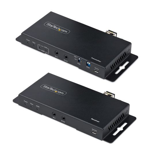 StarTech.com 4K HDMI over Fiber Extender Kit, 4K 60Hz up to 3300ft/1km (Single Mode) or 1000ft/300m (Multimode) LC Fiber Optic, HDR, HDCP, 3.5mm Audio/RS232/IR Extender, Transmitter and Receiver Kit - TopAV