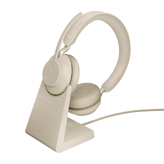 Jabra Evolve2 65 USB-A Beige MS Chrg stand Stereo - TopAV