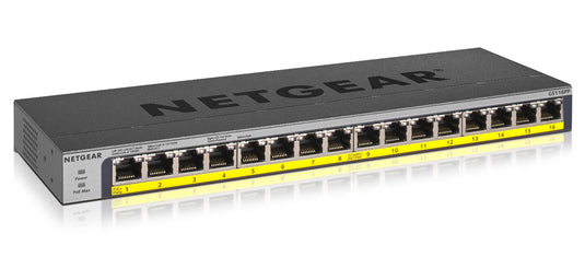 NETGEAR GS116PP Unmanaged Gigabit Ethernet (10/100/1000) Power over Ethernet (PoE) Black - TopAV